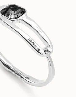 Bangle bracelet with a black crystal