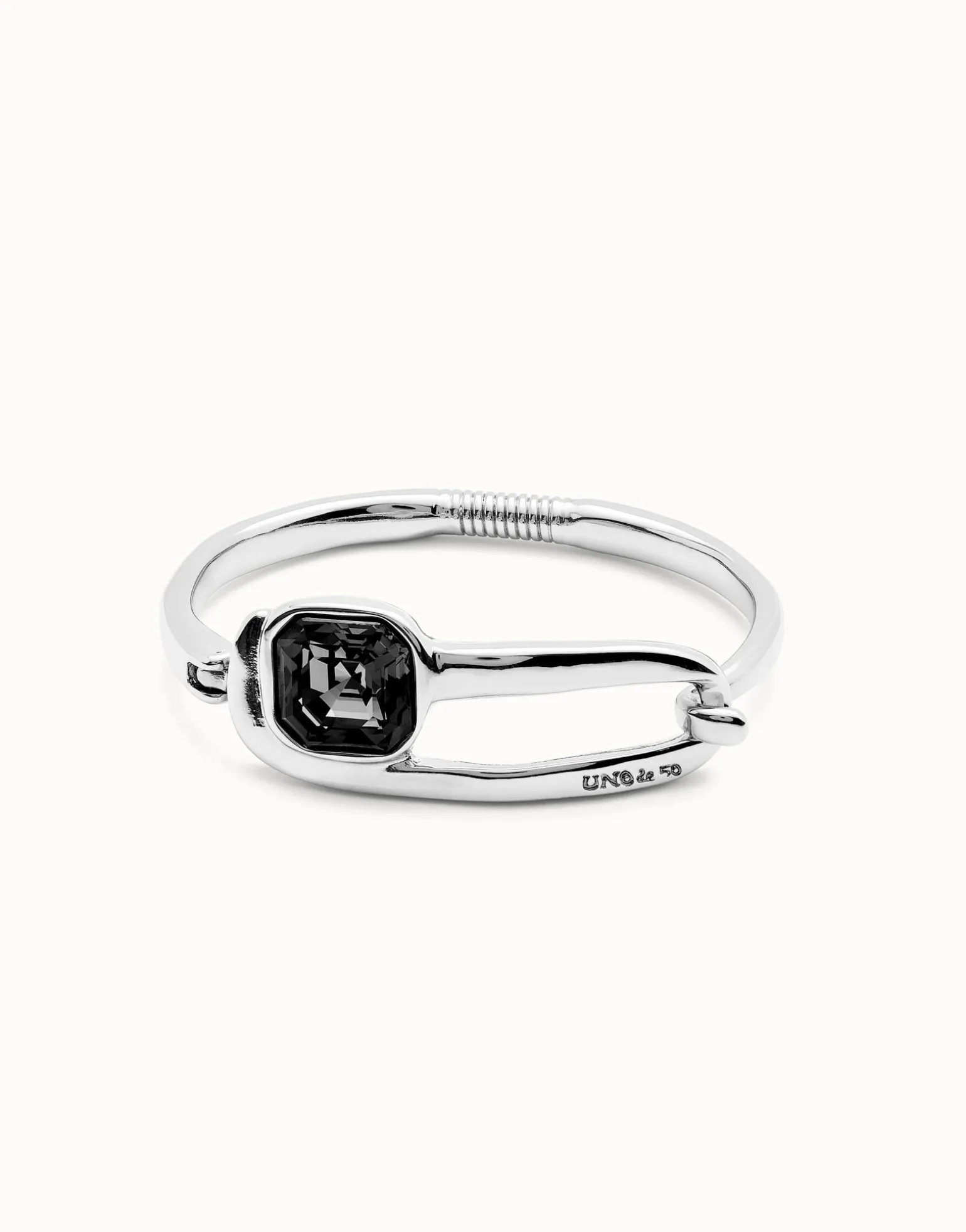Bangle bracelet with a black crystal