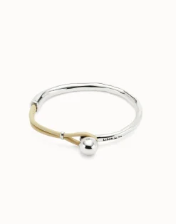 Bangle bracelet with ivory leather