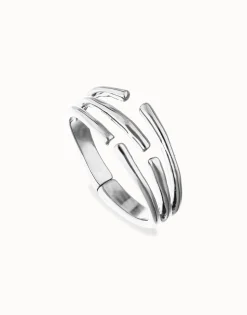 Bangle bracelet with multiple intertwined organic shapes