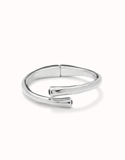 Bangle bracelet with two black crystal