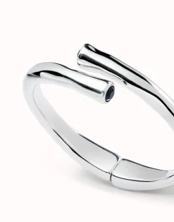 Bangle bracelet with two black crystal