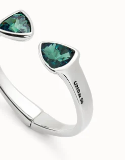 Bangle bracelet with two multicolored crystals