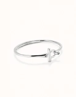 Bangle bracelet with white topaz