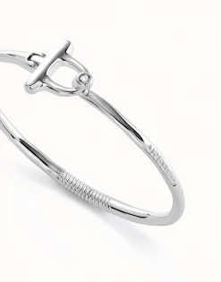 Bangle bracelet with white topaz