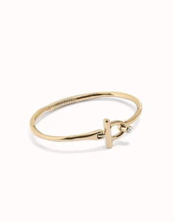 Bangle bracelet with white topaz