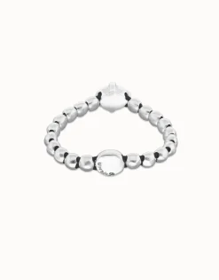 Beaded bracelet with pink oval faceted crystal