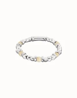 Beaded bracelet with silver and ivory beads