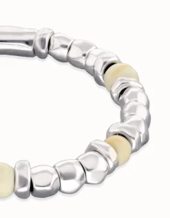 Beaded bracelet with silver and ivory beads