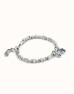 Beaded stretch bracelet with blue crystal