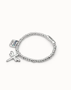 Beaded stretch bracelet with a dragonfly charm