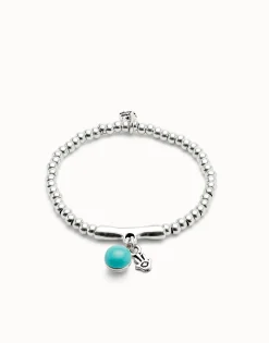 Beaded stretch bracelet with a murano glass and a hamsa