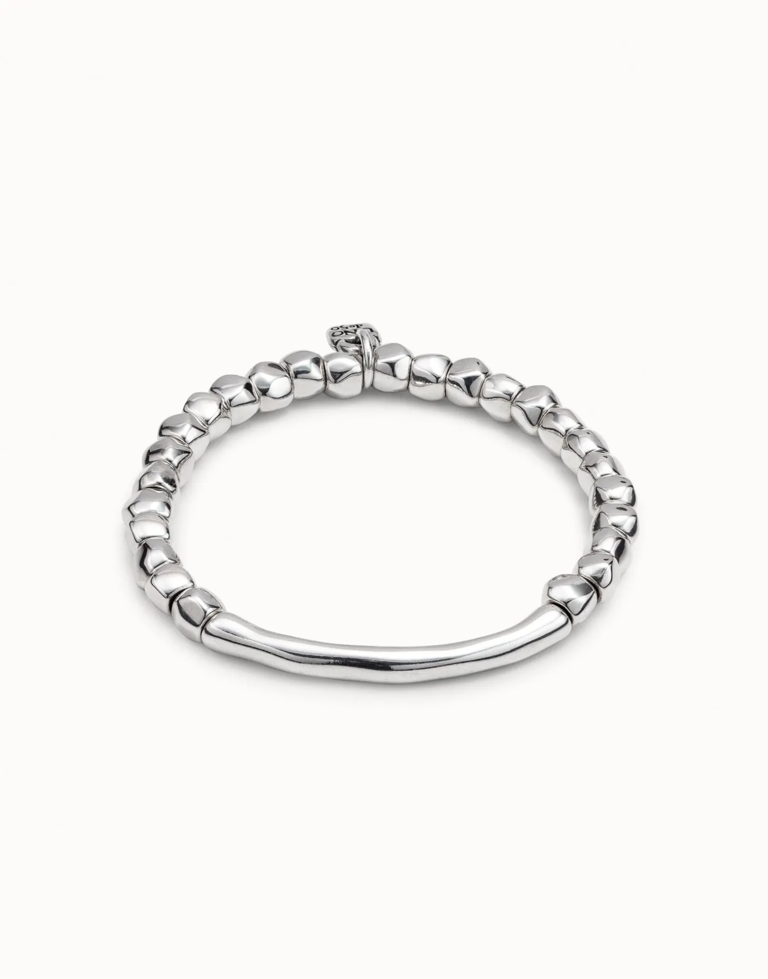 Beaded stretch bracelet with tubular piece
