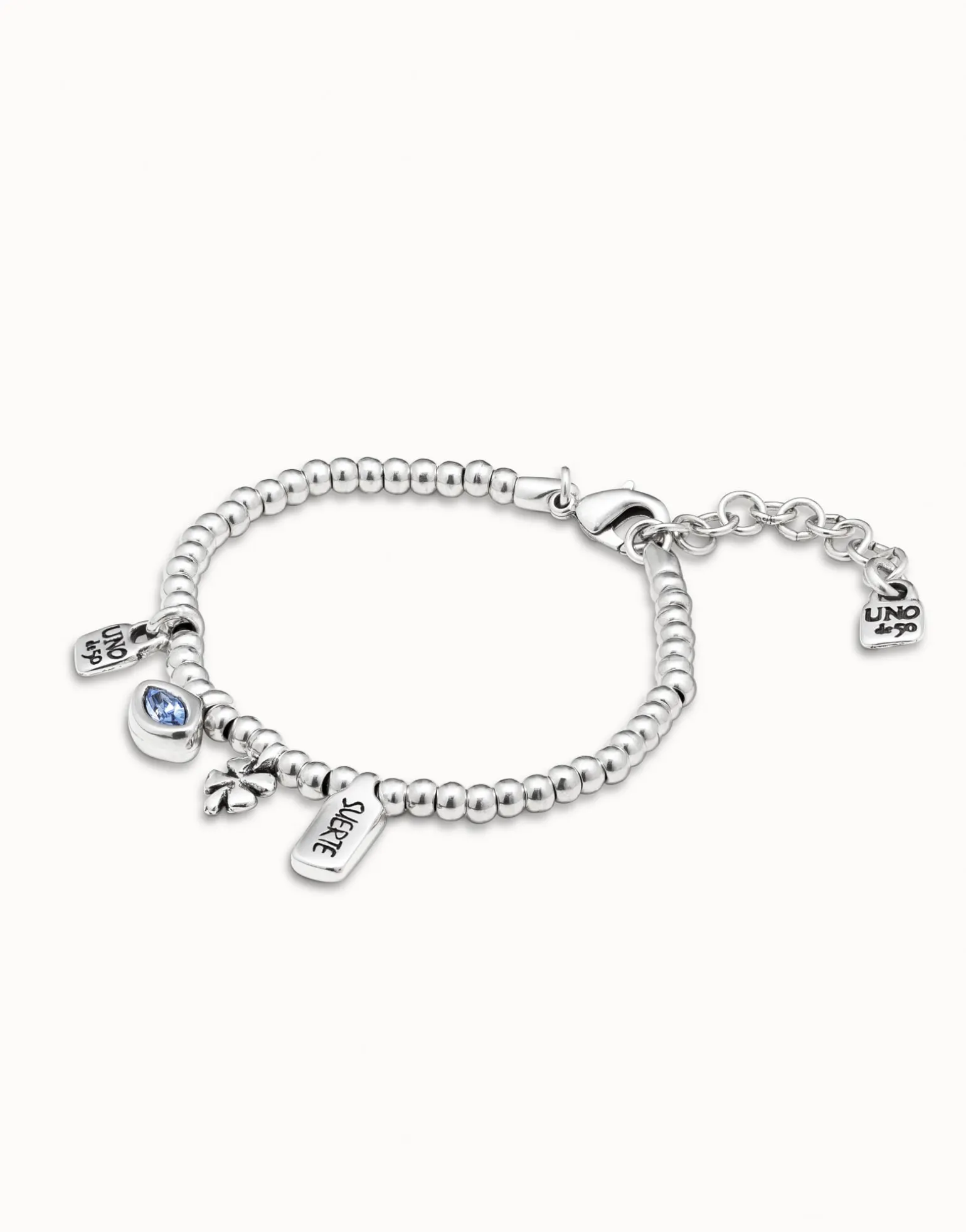 Beaded stretch bracelet with charms
