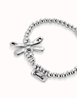 Beaded stretch bracelet with a dragonfly