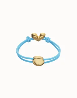 Blue elastic thread bracelet with heart