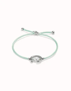 Blue green cord bracelet with a pearl