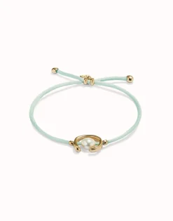 Blue green cord bracelet with a pearl
