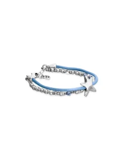 Blue silk thread and metal bracelet with starfish