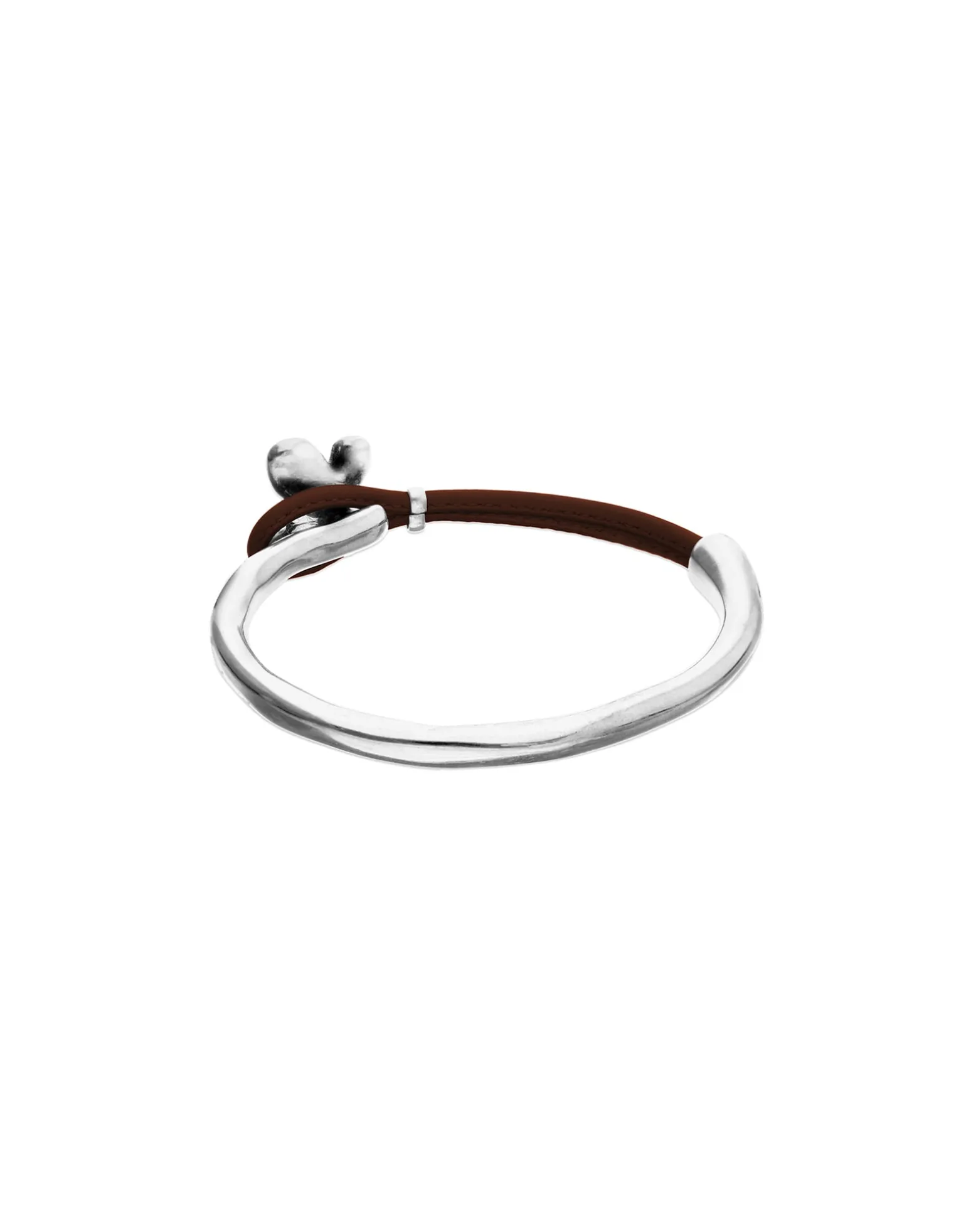 Brown leather bracelet with butterfly ornament