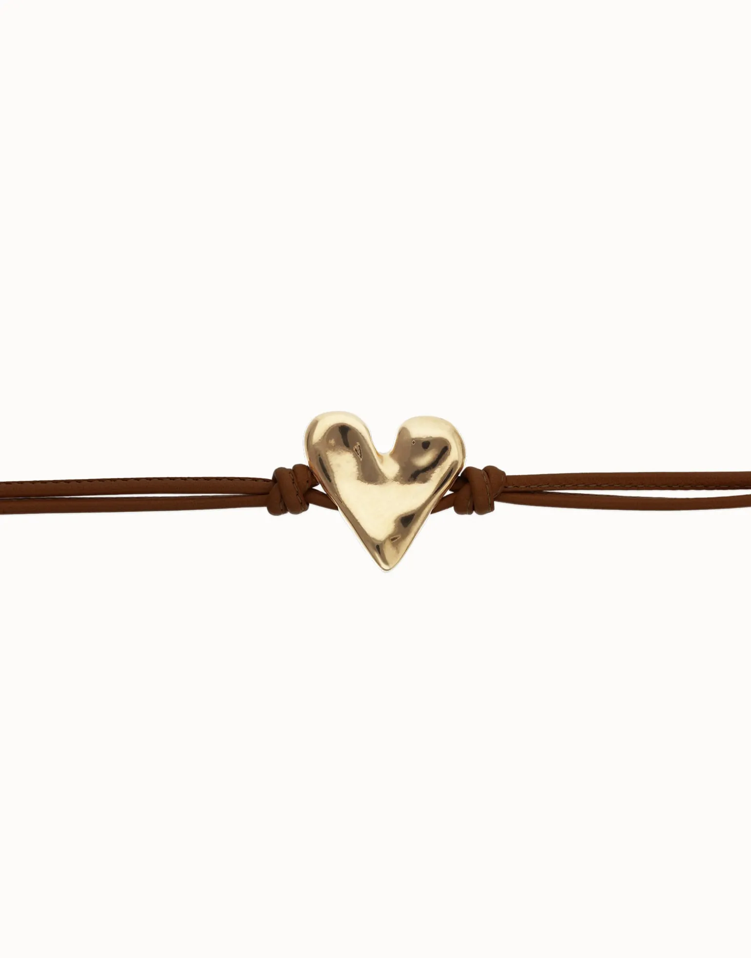 Brown leather bracelet with heart detail