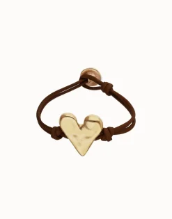 Brown leather bracelet with heart detail