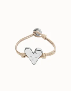 Camel leather bracelet with heart detail