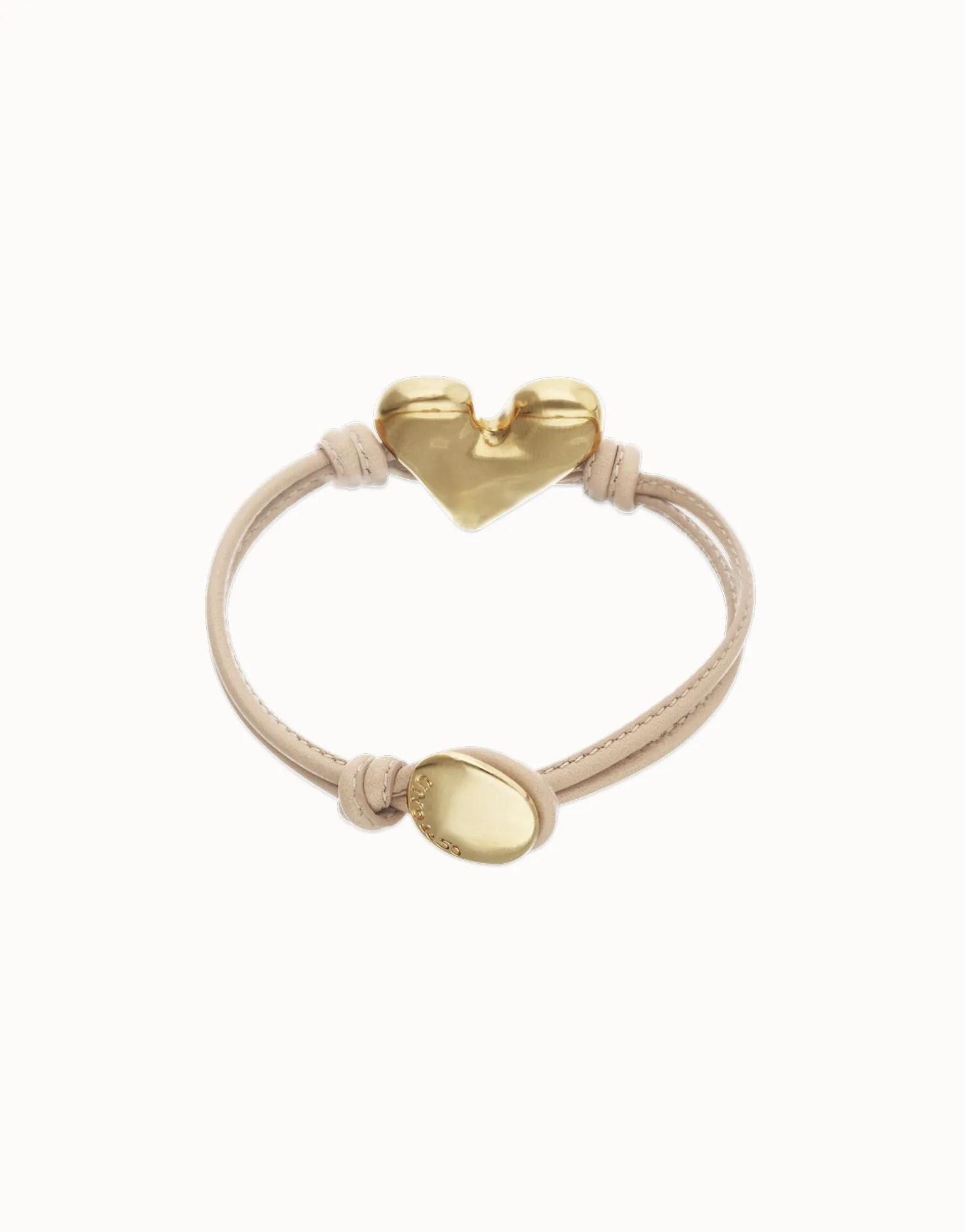 Camel leather bracelet with heart detail