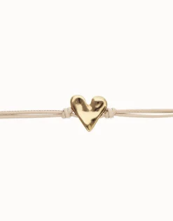 Camel leather bracelet with heart detail