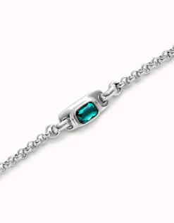 Chain bracelet with green crystal