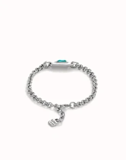 Chain bracelet with green crystal