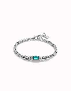 Chain bracelet with green crystal