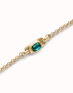 Chain bracelet with green crystal