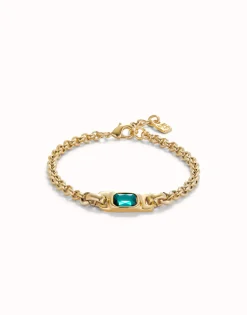 Chain bracelet with green crystal