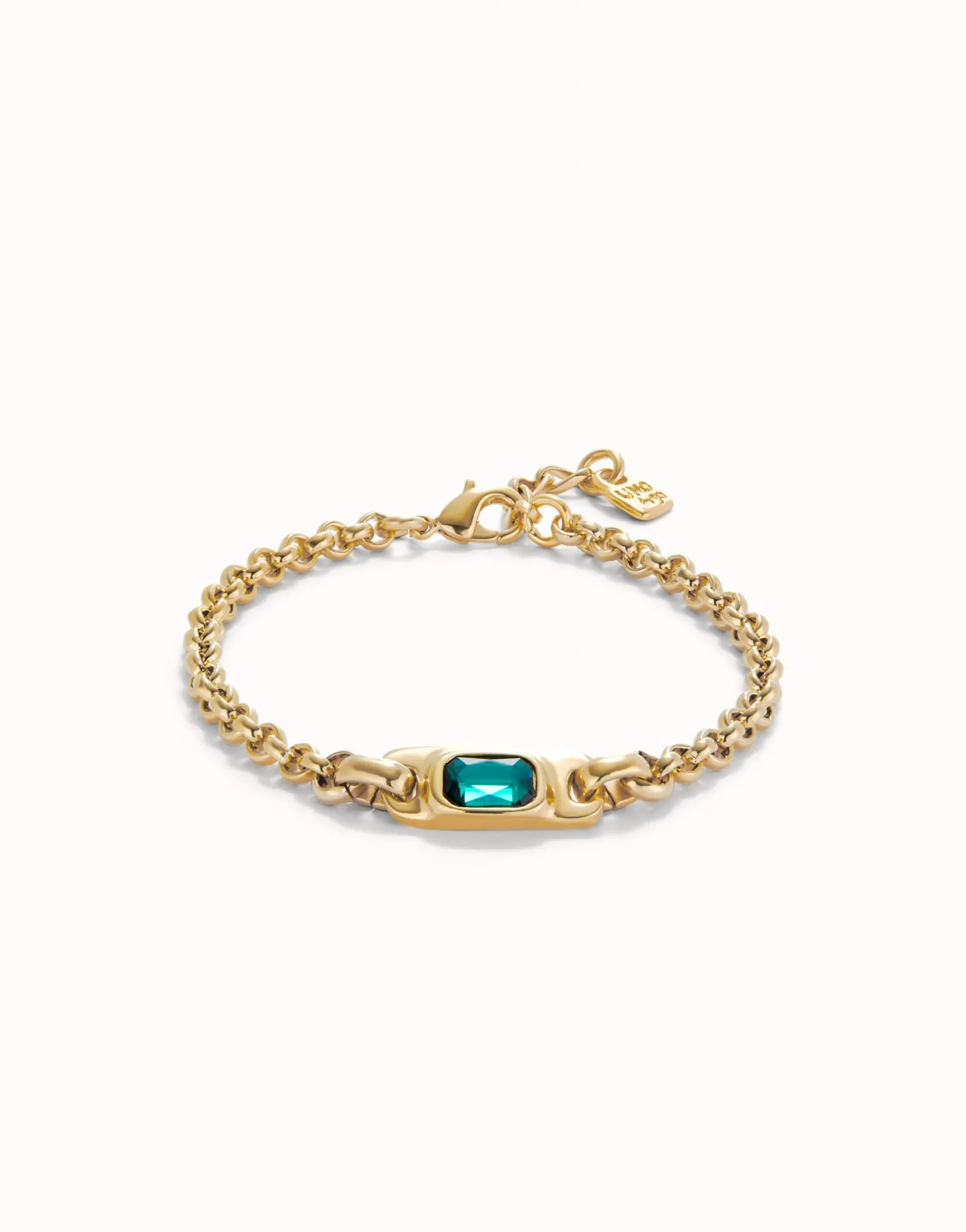 Chain bracelet with green crystal