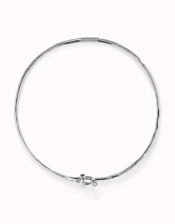 Choker necklace with front clasp and white topaz