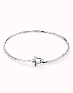 Choker necklace with front clasp and white topaz