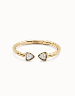 Cuff bracelet with two multicolored crystals