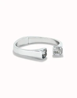 Cuff bracelet with white crystal