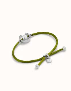 Dark green cord bracelet a pearl