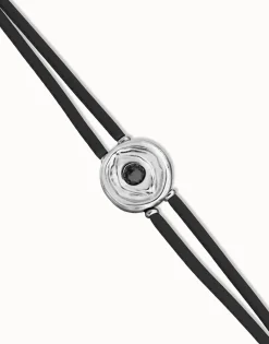 Double black leather birthstone bracelet with eye