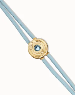 Double blue leather birthstone bracelet with eye