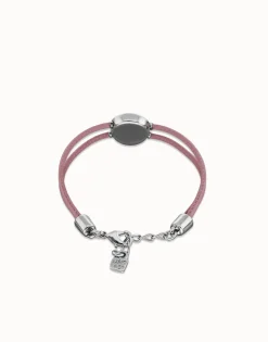 Double lilac leather birthstone bracelet with eye