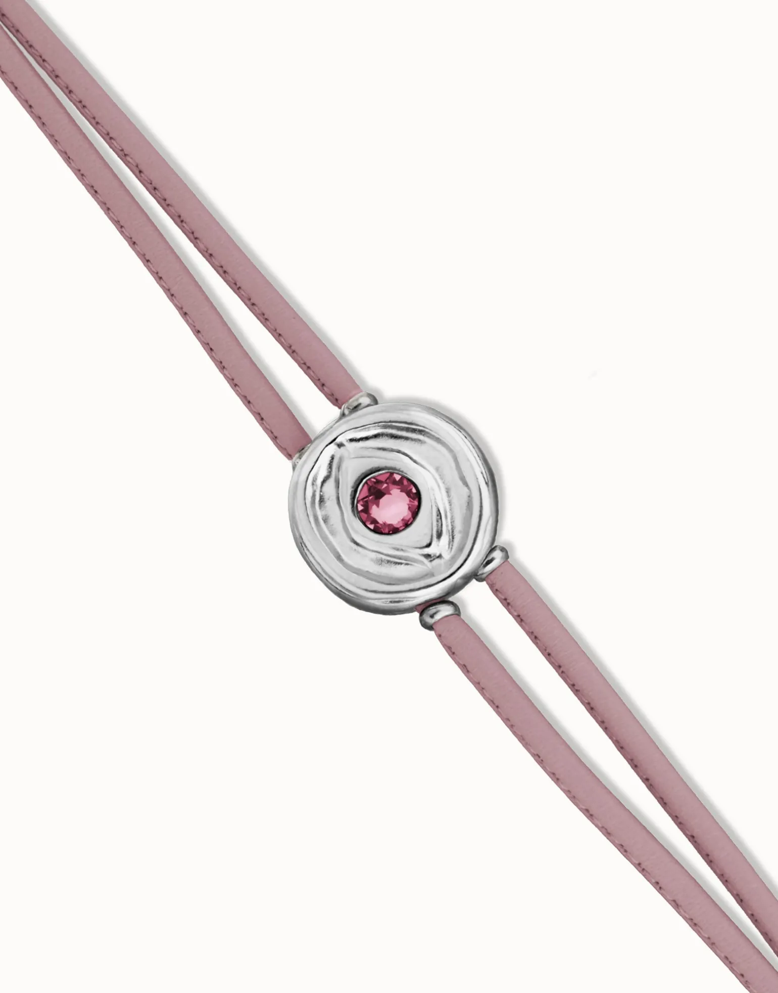 Double lilac leather birthstone bracelet with eye