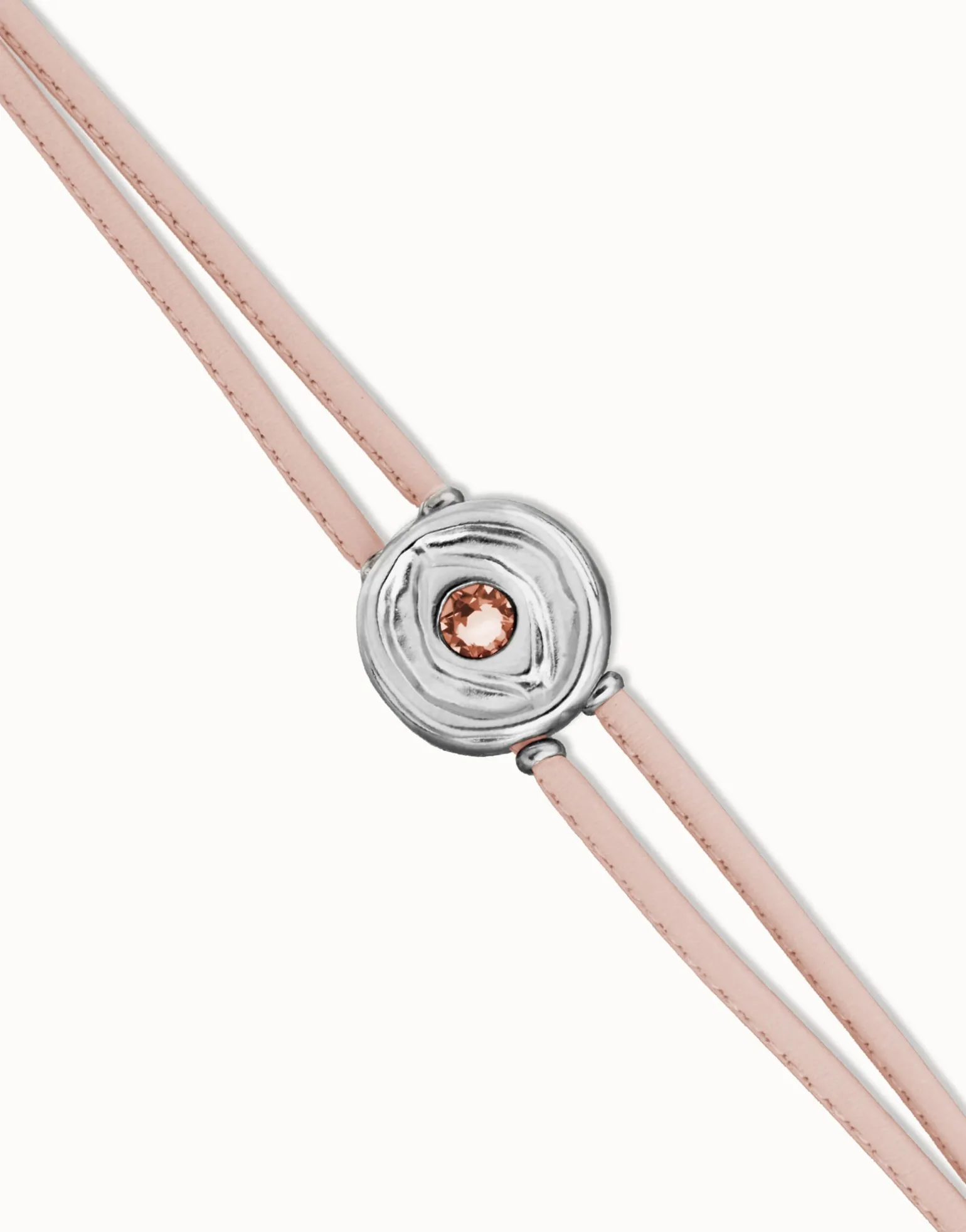Double pink leather birthstone bracelet with eye