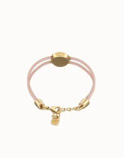 Double pink leather birthstone bracelet with eye