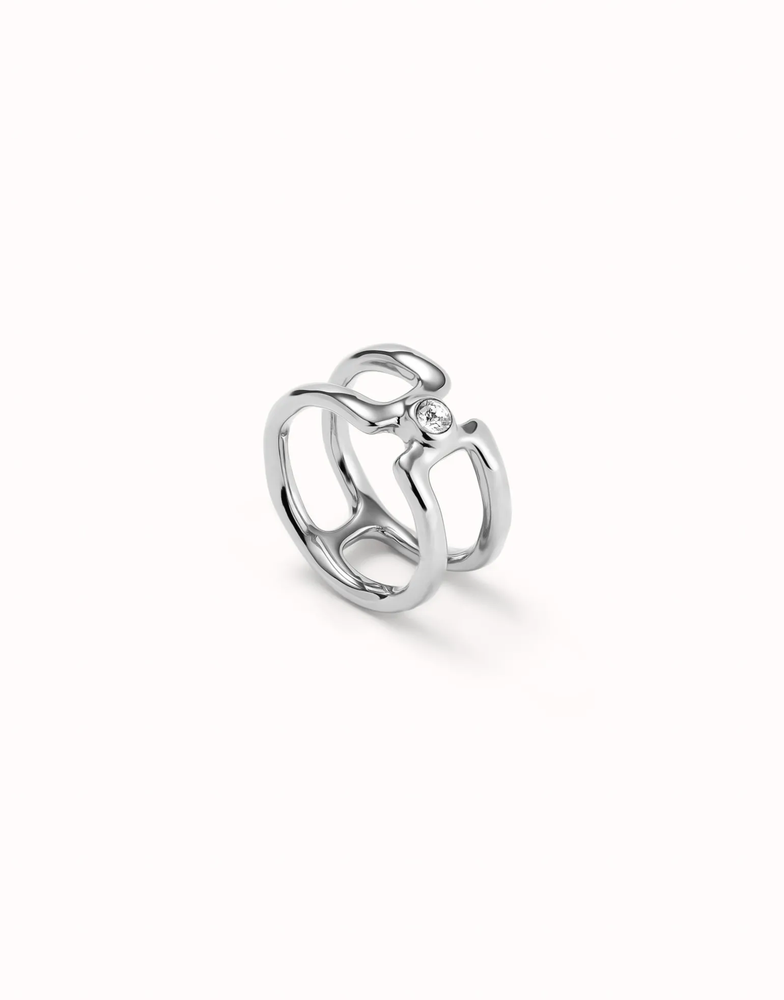 Double ring with white topaz