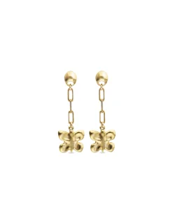 Drop earrings with a butterfly-shaped ornament