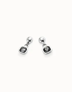 Drop earrings with black crystal