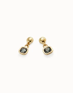 Drop earrings with black crystal